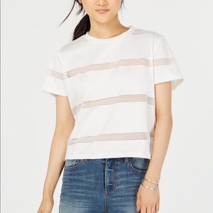 Sexy striped mesh dark-navy tee